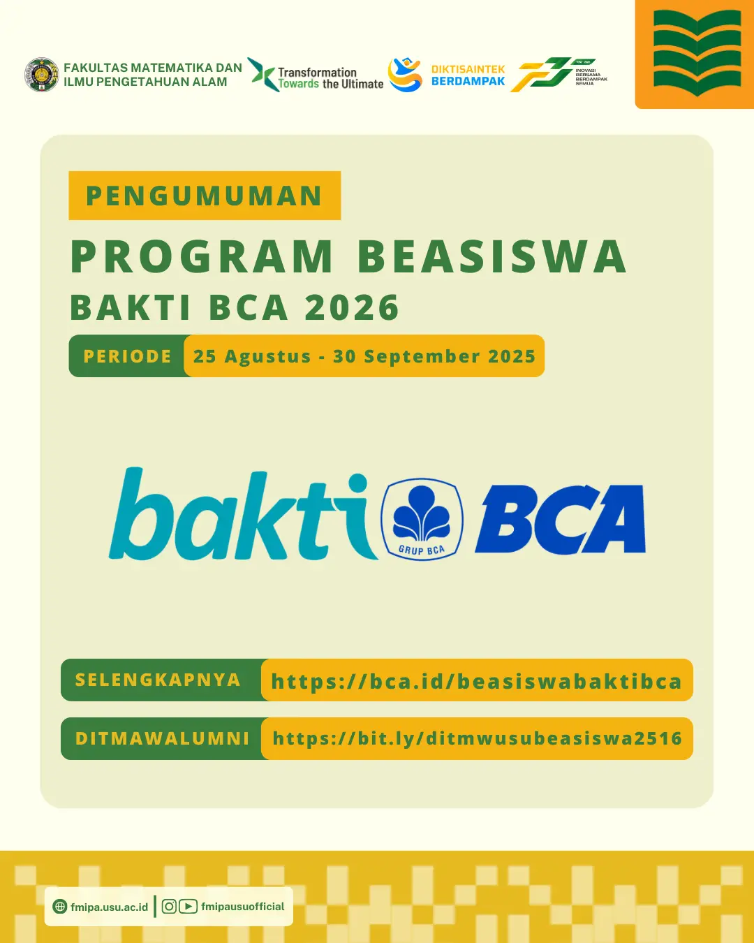 Penawaran Beasiswa Bakti BCA 2026